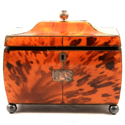 Lot 160 - 19th century tortoiseshell tea caddy