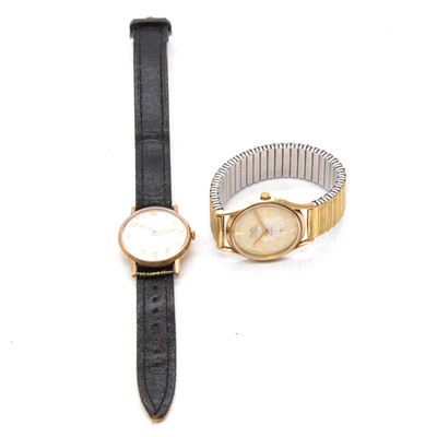 Lot 398 - Two gentlemen's 9 carat gold and yellow metal presentation wristwatches.