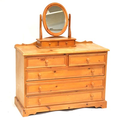 Lot 482 - Modern pine chest of drawers and a dressing table mirror