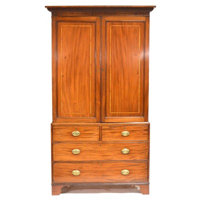 Lot 493 - Victorian mahogany linen press