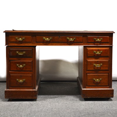 Lot 293 - Edwardian walnut kneehole desk