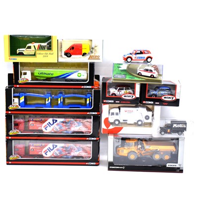 Lot 63 - Thirteen die-cast vehicles, including Corgi, Lledo, and others, boxed.