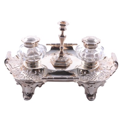 Lot 101 - Victorian silver deskstand