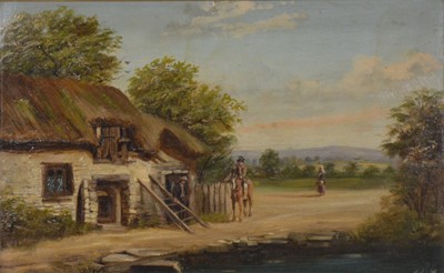 Lot 300 - G Cook, Landscapes with cottages, a pair, and another oil painting