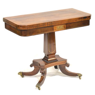 Lot 373 - Regency rosewood foldover card table