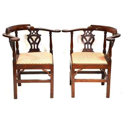 Lot 405 - Pair of George III mahogany corner chairs