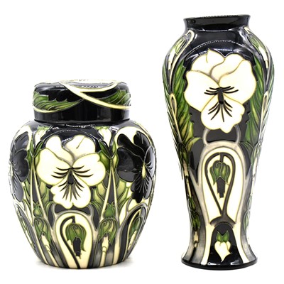 Lot 2 - Emma Bossons for Moorcroft Pottery, a Harlequinade vase, and ginger jar and cover