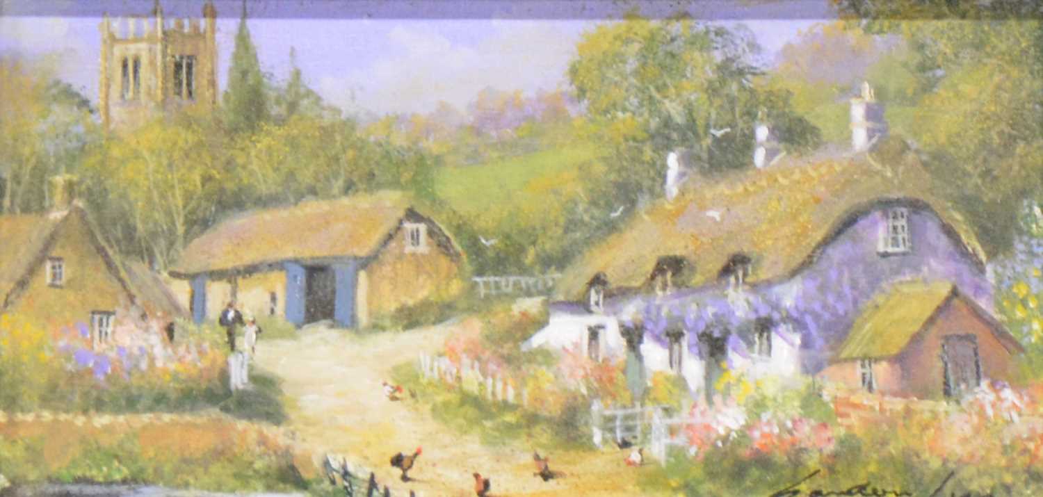 Lot 418 - Gordon Lees, Village scenes, a pair