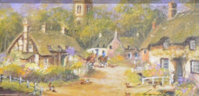 Lot 418 - Gordon Lees, Village scenes, a pair