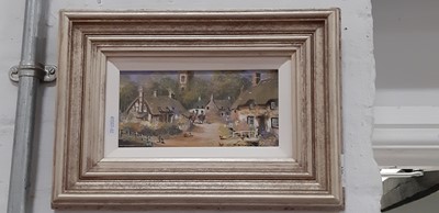 Lot 418 - Gordon Lees, Village scenes, a pair