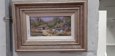 Lot 418 - Gordon Lees, Village scenes, a pair