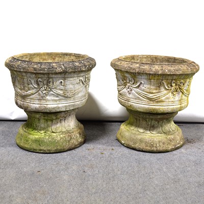 Lot 570 - Pair of Haddonstone style garden planters