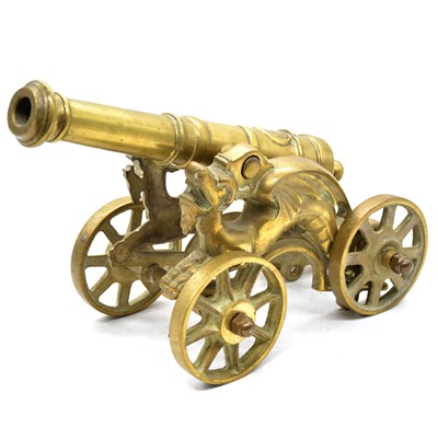 Lot 276 - Large cast brass model of a cannon