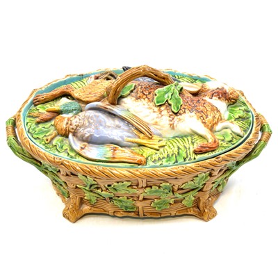 Lot 12 - Minton Majolica Game tureen and cover