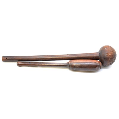 Lot 125 - Hardwood knobkerrie and a lignum vitae truncheon