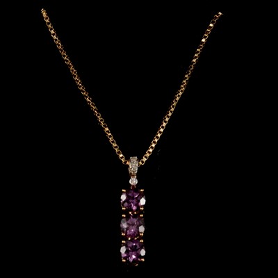 Lot 301 - Two pearl necklaces, tourmaline ring, amethyst pendant and chain, findings.