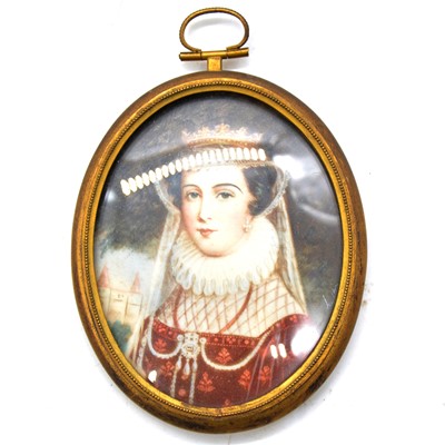 Lot 193A - Continental School, 19th century, miniature portrait of a French noblewoman