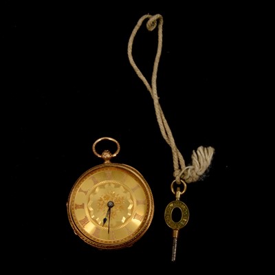 Lot 359 - An 18 carat yellow gold open face pocket watch.