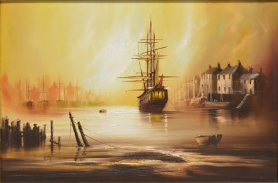 Lot 382 - Barry Hilton, Galleon at the Quayside