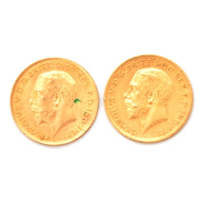 Lot 316 - Two Gold Half Sovereign Coins, George V 1912 and 1914.