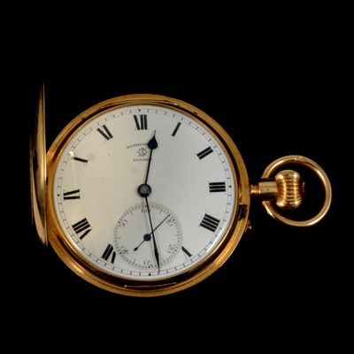 Lot 355 - Rotherhams - an 18 carat yellow gold full hunter pocket watch.