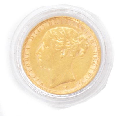 Lot 326 - A Gold Full Sovereign Coin, Victoria Young Head 1886.