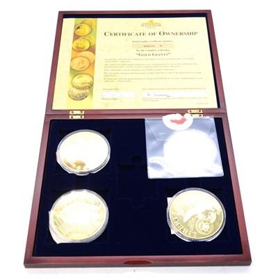 Lot 329 - Pride of The Seas collection box and coins, 5oz silver cons, plated coins