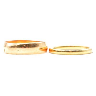 Lot 107 - Two 18 carat yellow gold wedding bands.