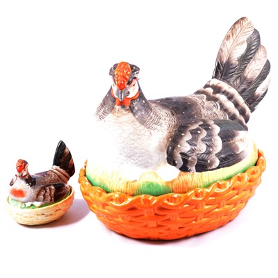 Lot 19A - Large Staffordshire Broody Hen egg basket, and a smaller example