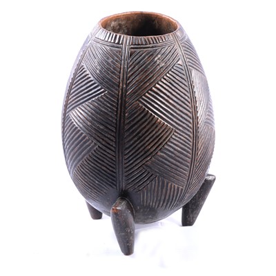 Lot 146 - African carved tribal vase