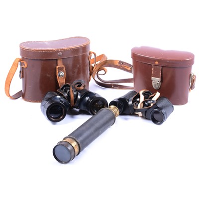 Lot 152 - Victorian telescope and two pairs of binoculars