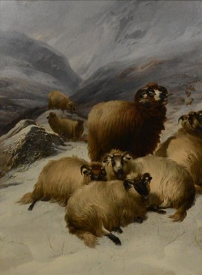 Lot 180 - Thomas Sidney Cooper, Sheep on a snowy hillside