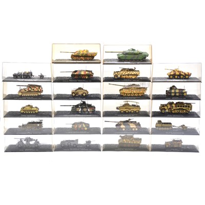 Lot 104 - Twenty-two DeAgostini 1/72 scale model tanks and military vehicles