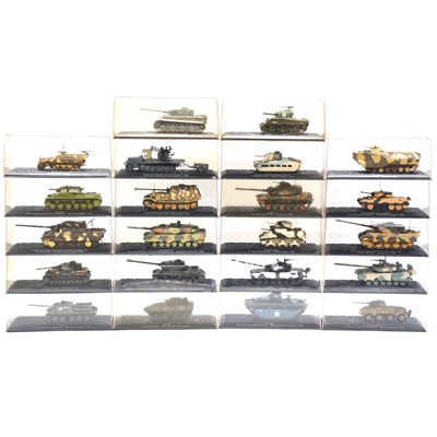 Lot 102 - Twenty-two DeAgostini 1/72 scale model tanks and military vehicles