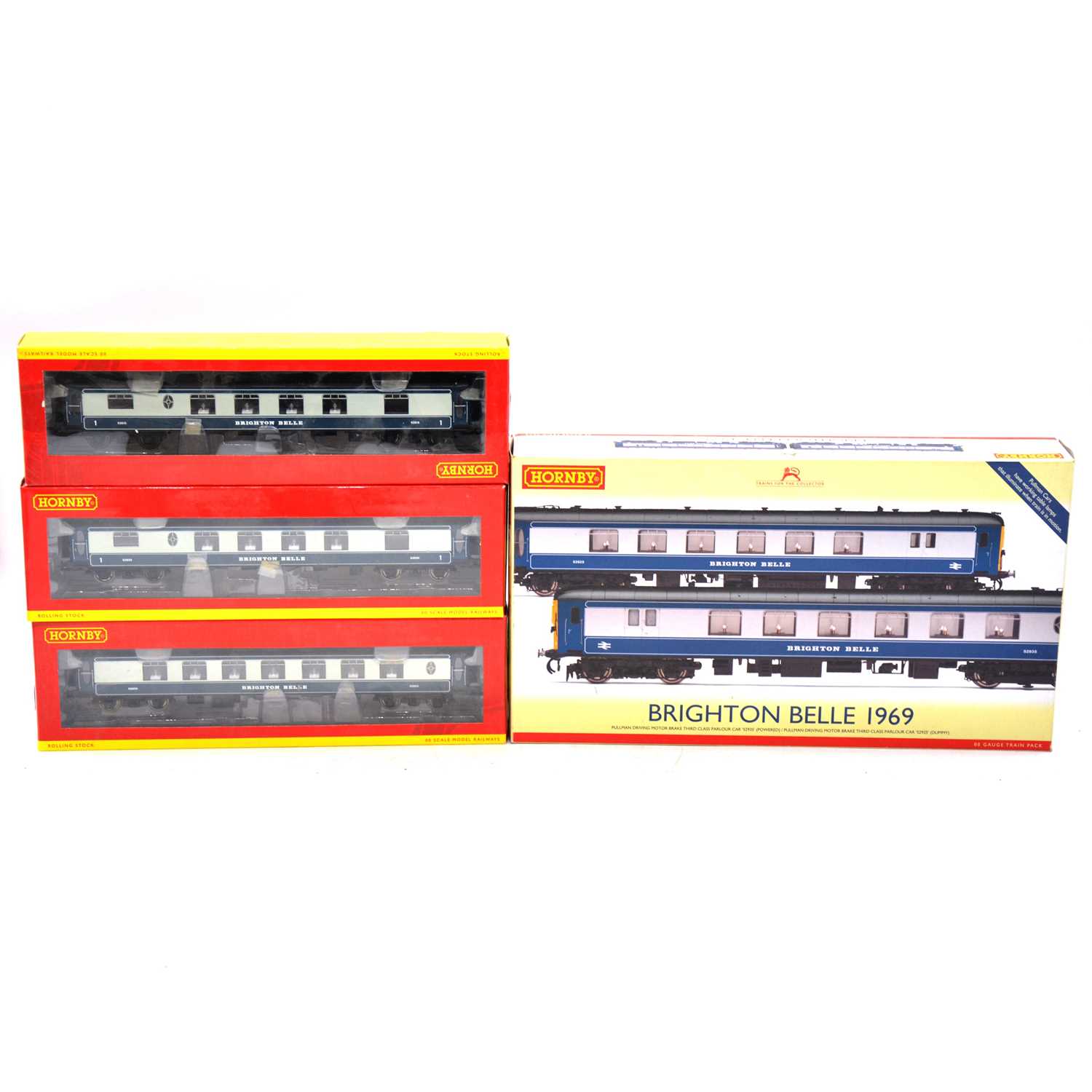 Lot 351 - Four Hornby OO gauge passenger coaches, including powered set, boxed