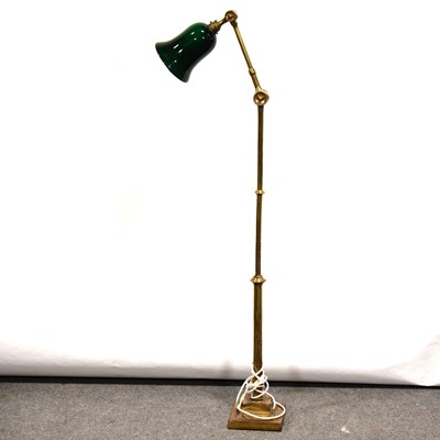 Lot 504 - Dugdill brass adjustable lamp with green opaque glass shade