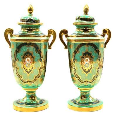 Lot 11 - Large pair of Noritake vases and covers