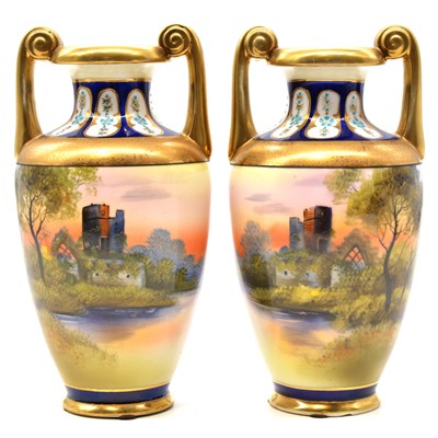 Lot 52 - Small pair of Noritake porcelain vases