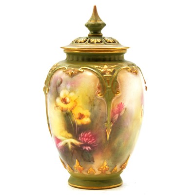 Lot 26 - Hadley's Worcester hand painted vase and cover