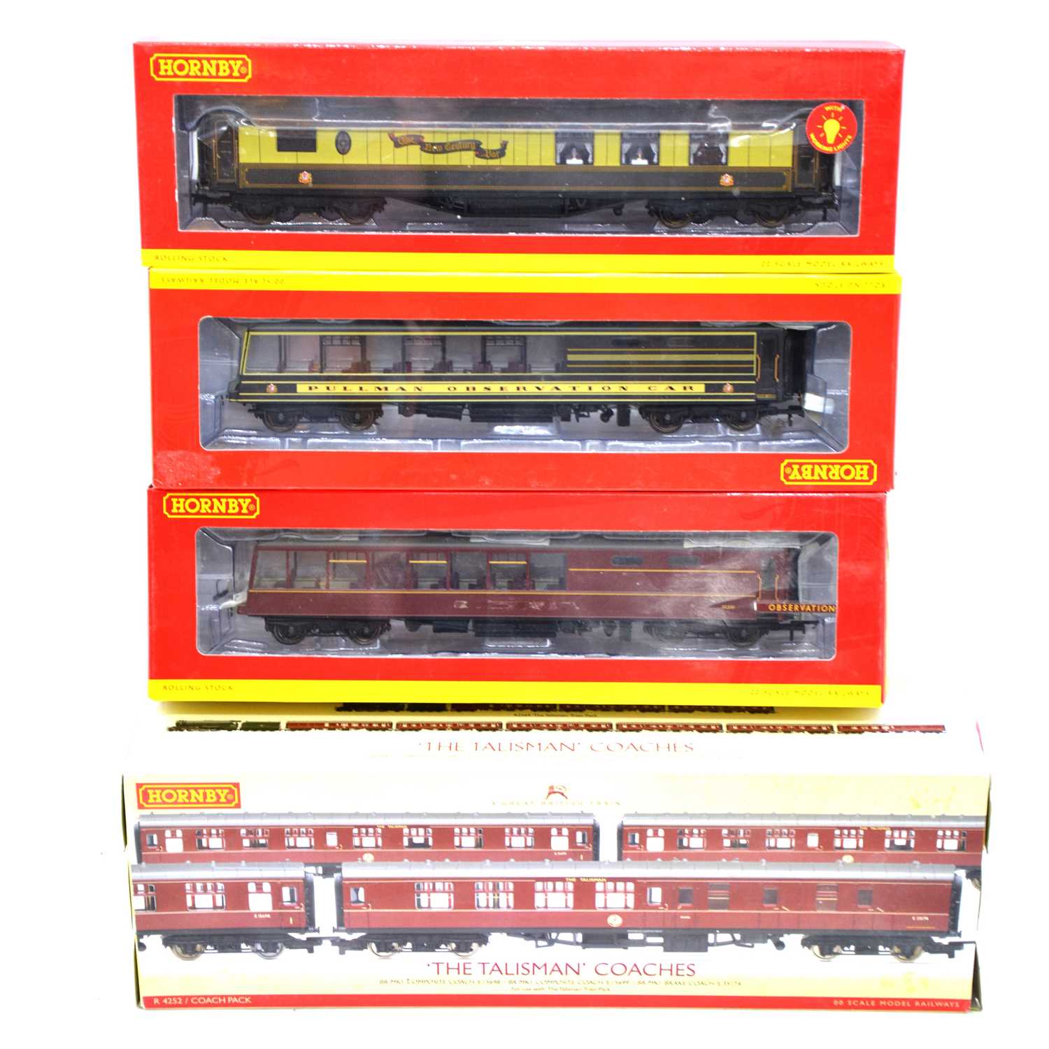 Lot 316 - Four Hornby OO gauge coach and coach packs, boxed