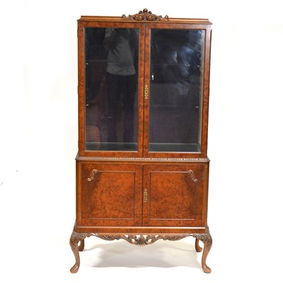 Lot 471 - Modern Queen Anne style walnut display cabinet