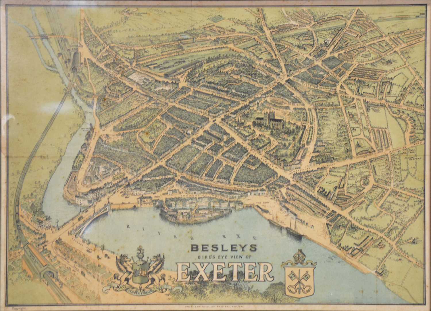 Lot 92 - Besleys Bird's-eye view of Exeter,