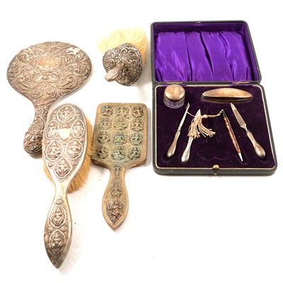 Lot 181 - Victorian silver-back dressing table set, H...