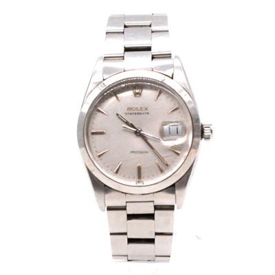 Lot 380 - Rolex - a gentleman's Oysterdate Precision stainless steel automatic wristwatch.