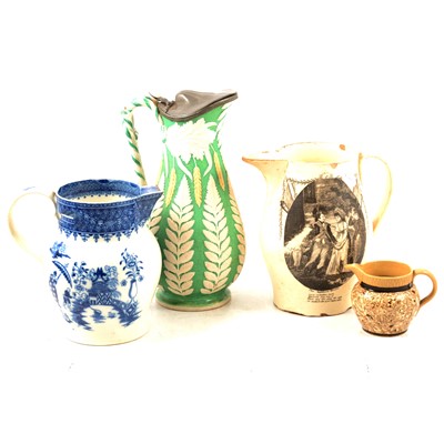 Lot 47 - Pearlware blue and white jug, circa.1800,...