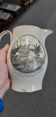 Lot 47 - Pearlware blue and white jug, circa.1800,...