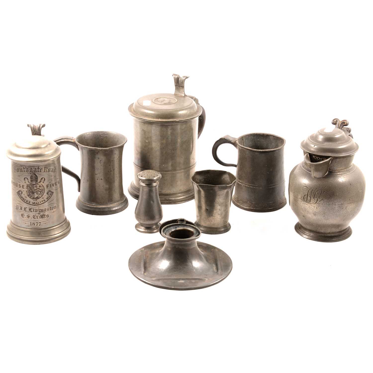 Lot 68 - Swedish pewter tankard, incorporating a...