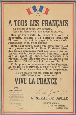 Lot 57 - The Appeal of 18th June 1940, ‘A tous les Français’