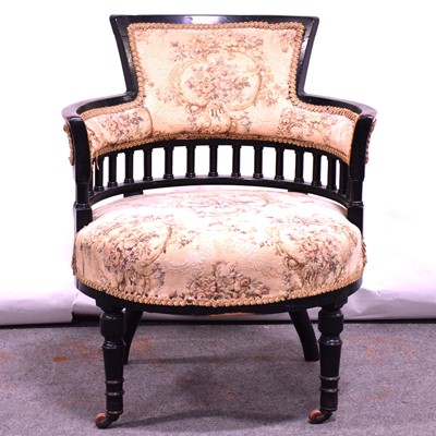 Lot 268 - Victorian ebonised tub chair