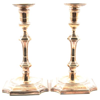 Lot 185 - Pair of silver candlesticks